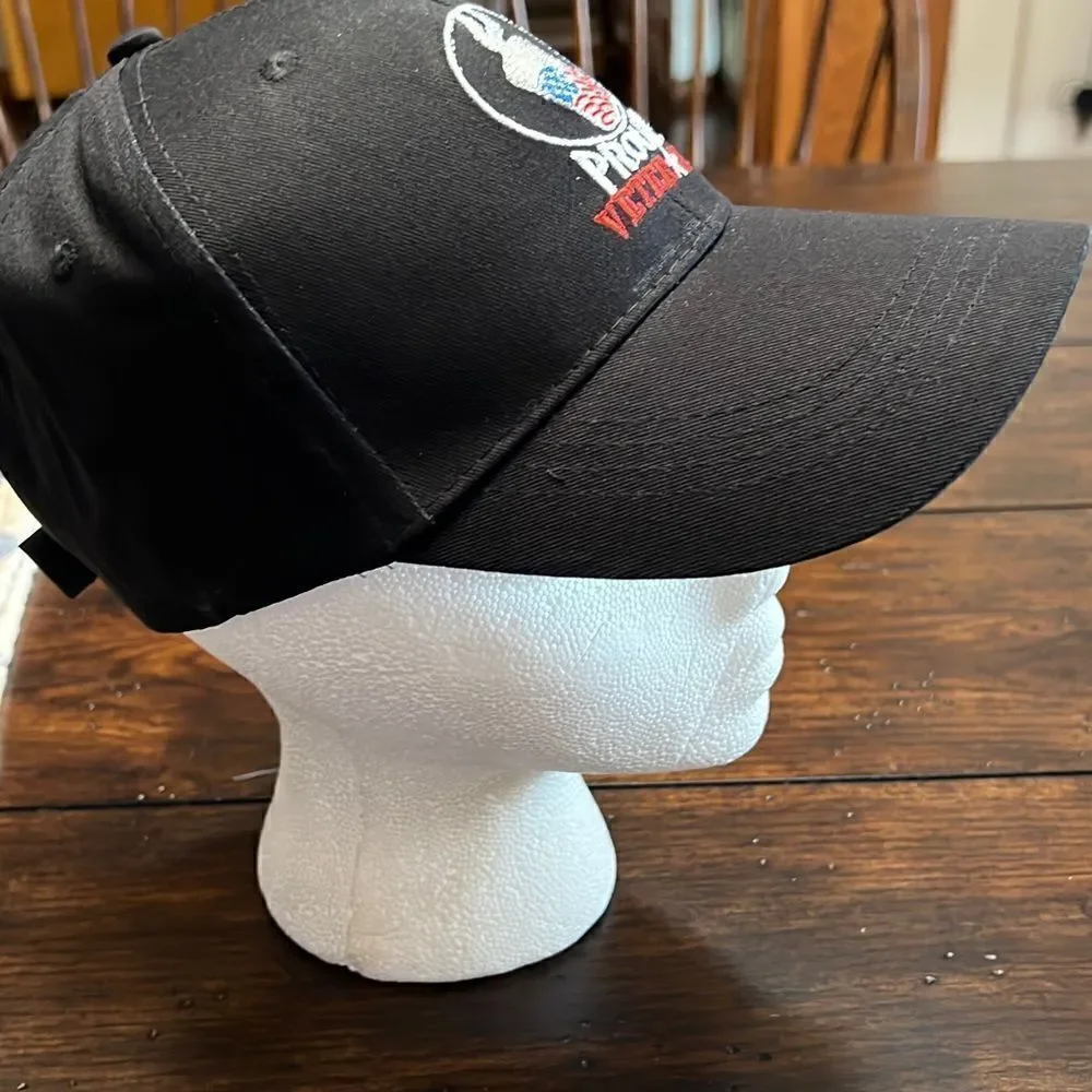 PROUD VETERAN HAT black hat w/ embroidered text & dog tags NWOT New adjustable